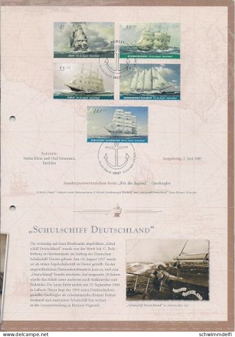 ALEMANIA - BRD - GERMANY 2005 - FDC  - ERINNERUNGSBLATT - GROSSSEGLER "FUER DIE JUGEND" BRIEFMARKEN Nº. Mi. 2464 - 2468 - 2001-2010