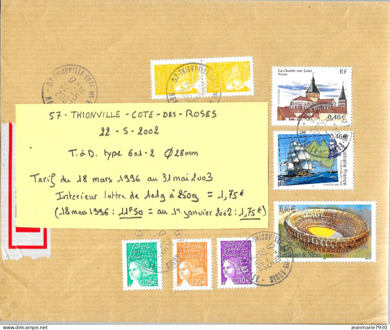 M119 - LETTRE DE THIONVILLE COTE DES ROSES DU 22/05/02 - FD (FAUSSE DIRECTION) DE AUGNY DU 23/05/02 - Storia Postale