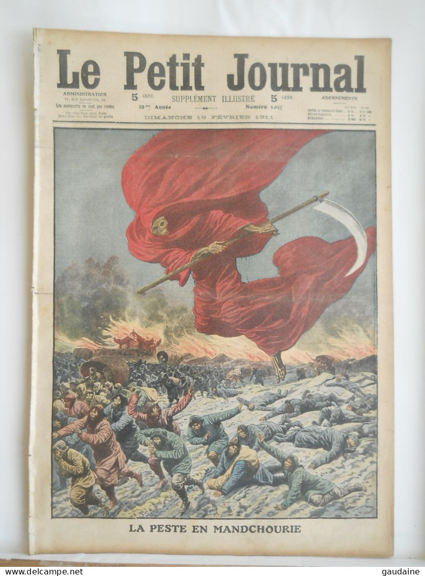 LE PETIT JOURNAL N°1057 - 19 FEVRIER 1911 - PESTE EN MANDCHOURIE CHINE – TUE PAR UN LION - Le Petit Journal