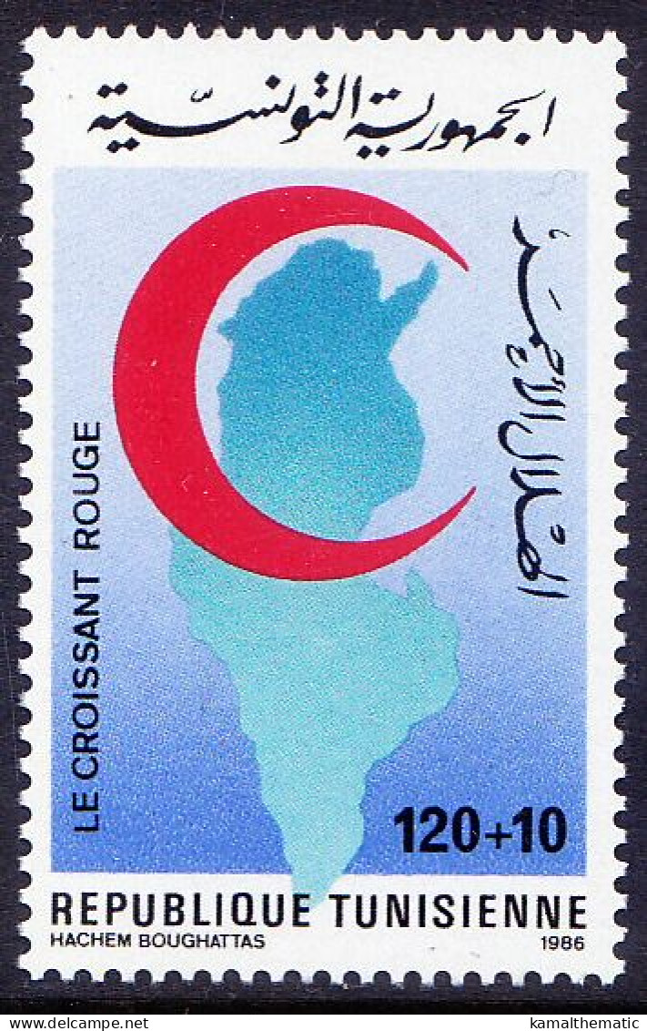 Tunisia 1986 MNH 1v, Red Cross, Red Crescent, Map - Rode Kruis