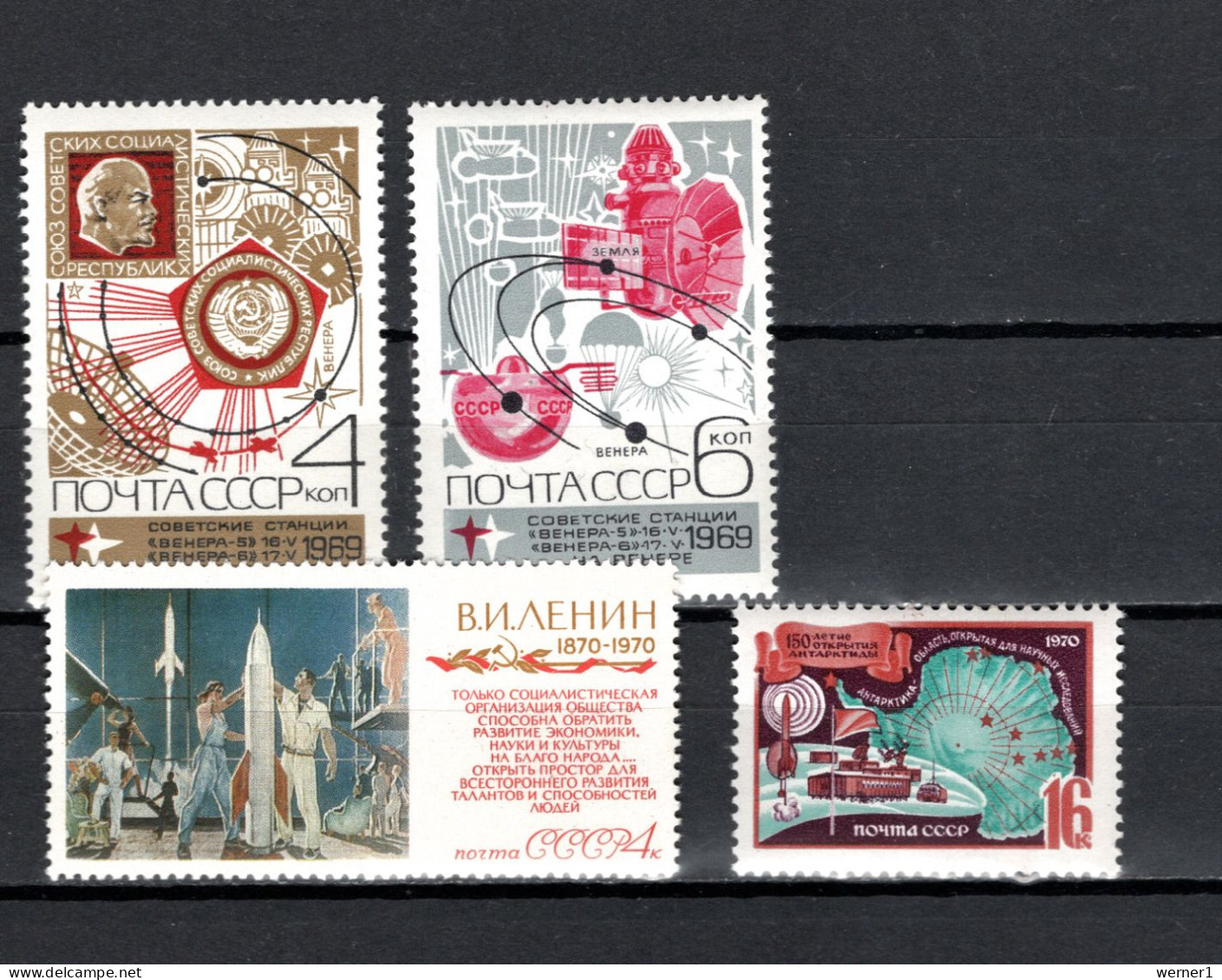 USSR Russia 1969/1970 Space, Venera 5, Aleksandr Dejneka, Antarctic, 4 Stamps MNH - Rusland En USSR