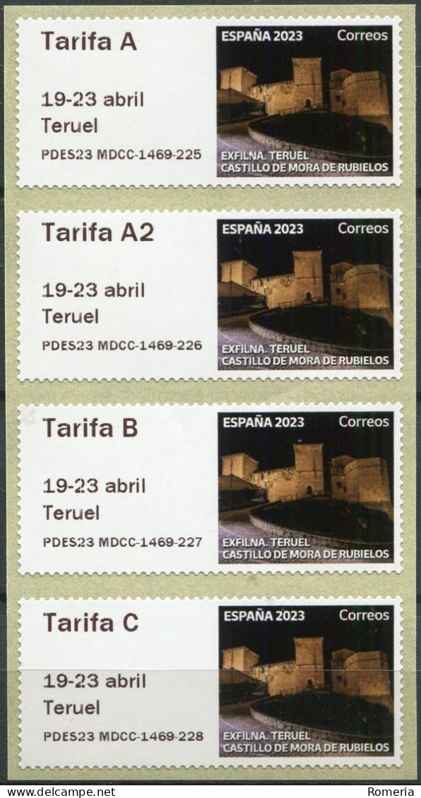 Espagne - 2023 - Exfilna 2023 - Teruel - Castillo De Mora De Rubielos - 1469 - 225 226 227 228 - Machine Labels [ATM]