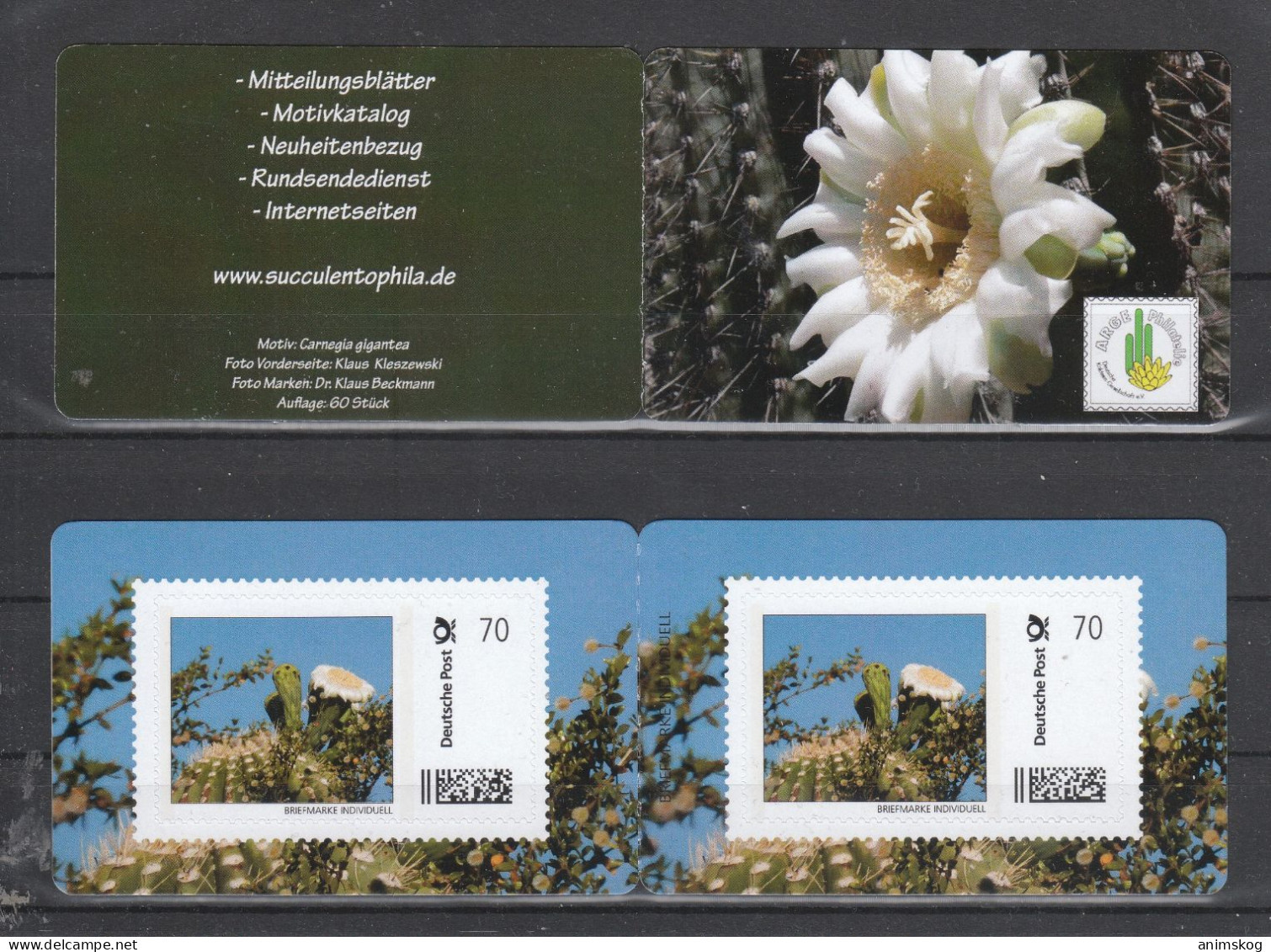 Deutschland**, Markenheft Personalisierte Ausgabe, Sukkulente / Germany, MNH, Booklet, Pers. Issue, Succulent - Cactusses