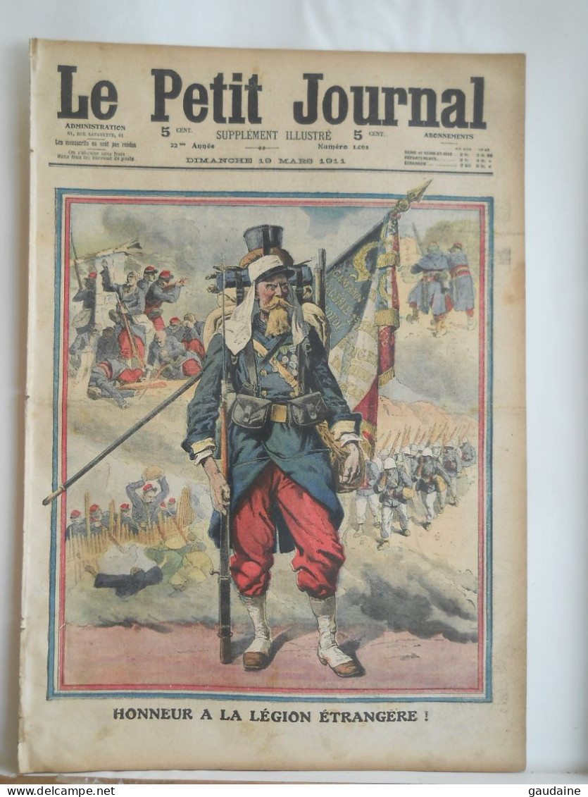 LE PETIT JOURNAL N°1061 - 19 MARS 1911 – LEGION ETRANGERE – NOCE ATTAQUEE PAR DES LOUPS RUSSIE - Le Petit Journal