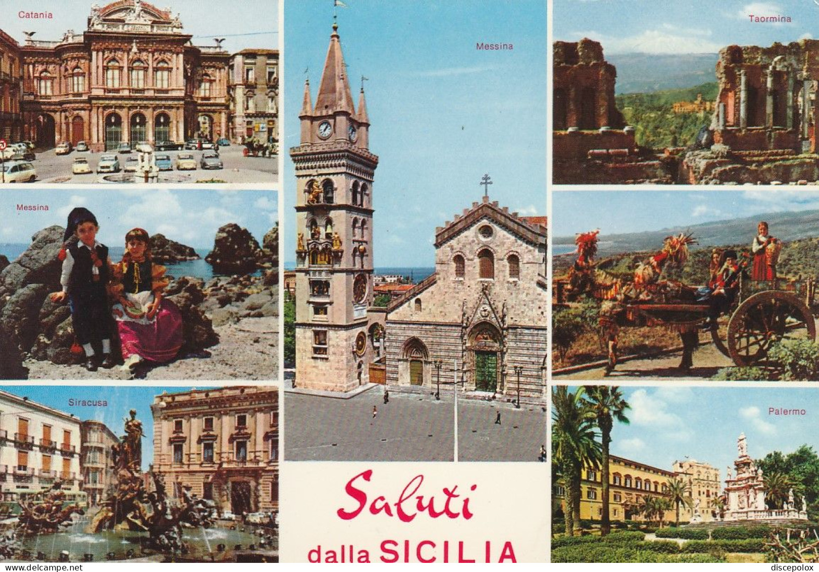 AD21 Saluti Dalla Sicilia - Messina  Siracusa Enna Catania Taormina - Panorama Vedute Multipla / Non Viaggiata - Andere & Zonder Classificatie