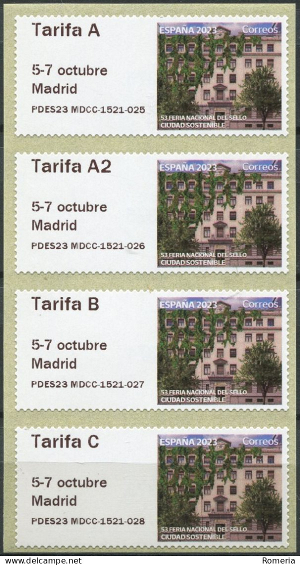 Espagne - 2023 - 53 Feria Nacional Del Sello. Madrid. Ciudad Sostenible. 1521 - 025 026 027 02 - Machine Labels [ATM]