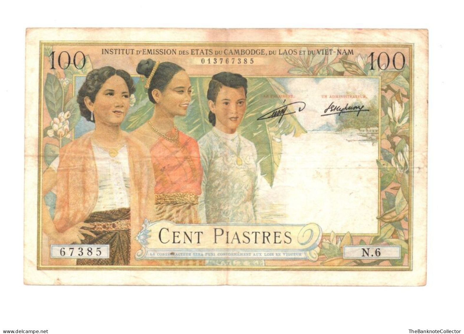 French Indochina 100 Piastres ND 1954 Laos Issue P-103 Very Fine - Altri – Asia