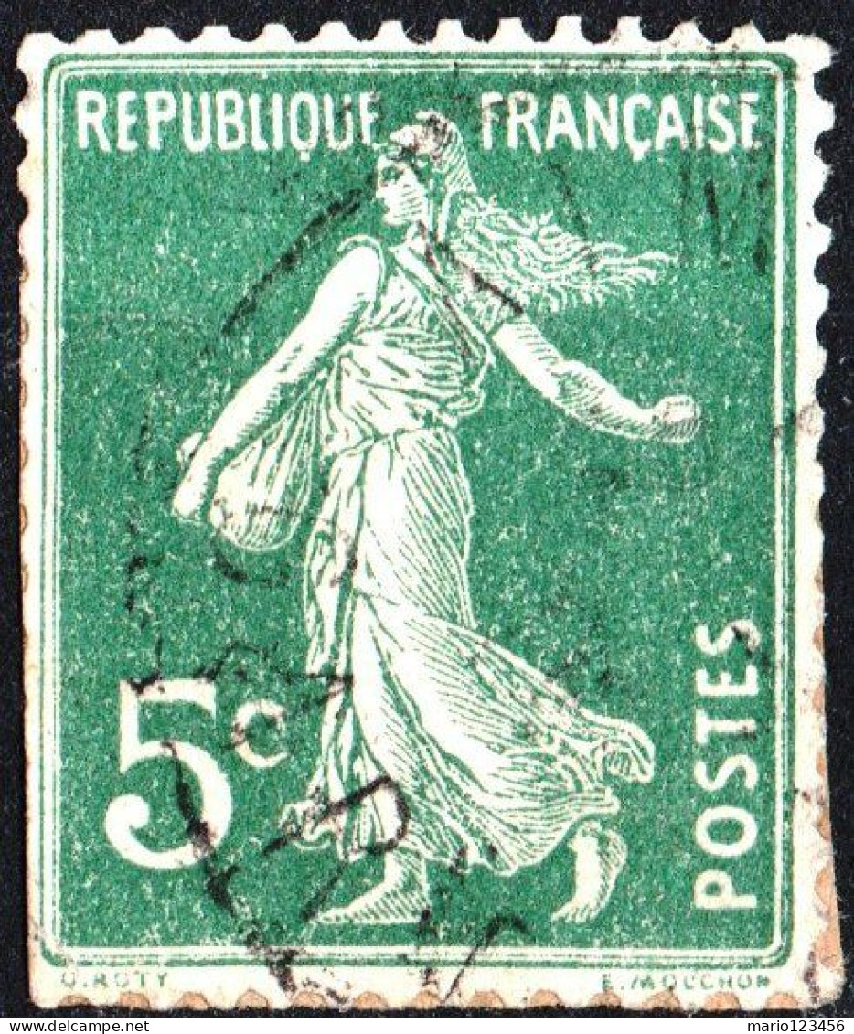 FRANCIA, FRANCE, TIPO “SEMEUSE”, 5 C., 1907, FRANCOBOLLI USATI Yt:FR 137, Mi:FR 116x, Scott:FR 159 - 1906-38 Sower - Cameo