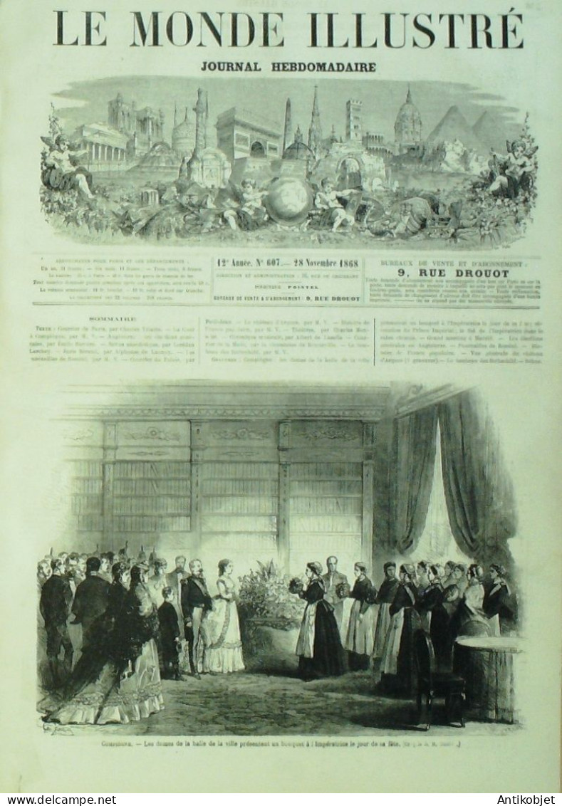 Le Monde Illustré 1868 N°607 Compiègne (60) Espagne Madrid Rothschild Tombeau Angleterre élections - 1850 - 1899