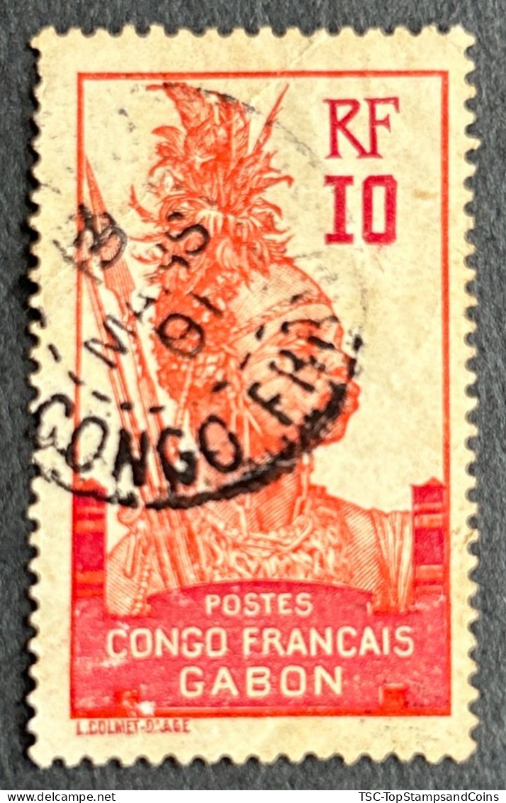 FRAGA0037U1 - Warrior - 10 C Used Stamp - Congo Français - Gabon - 1910 - Usati