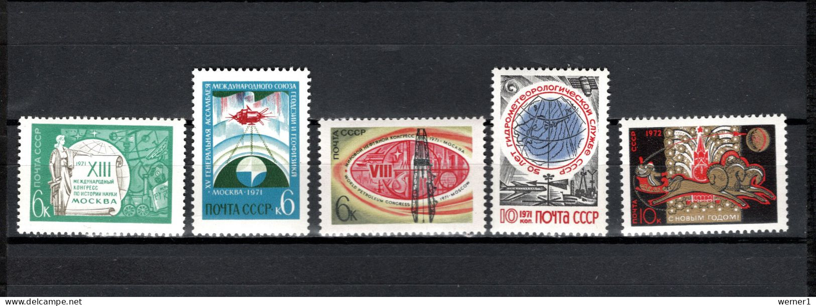 USSR Russia 1971 Space, International Congress Moscow, Meteorology, New Year 5 Stamps MNH - Russia & URSS