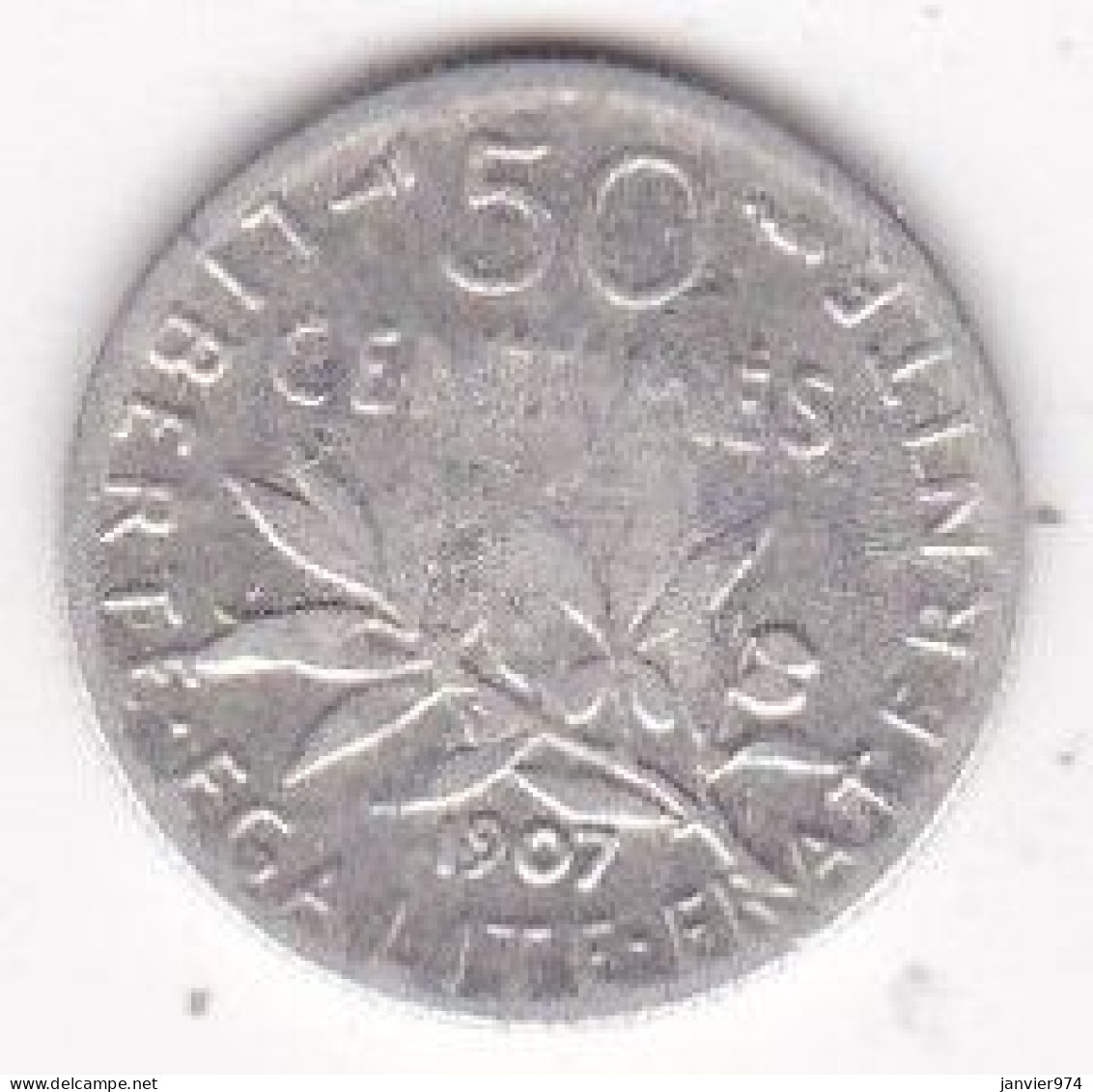 50 Centimes Semeuse 1907, En Argent - 50 Centimes