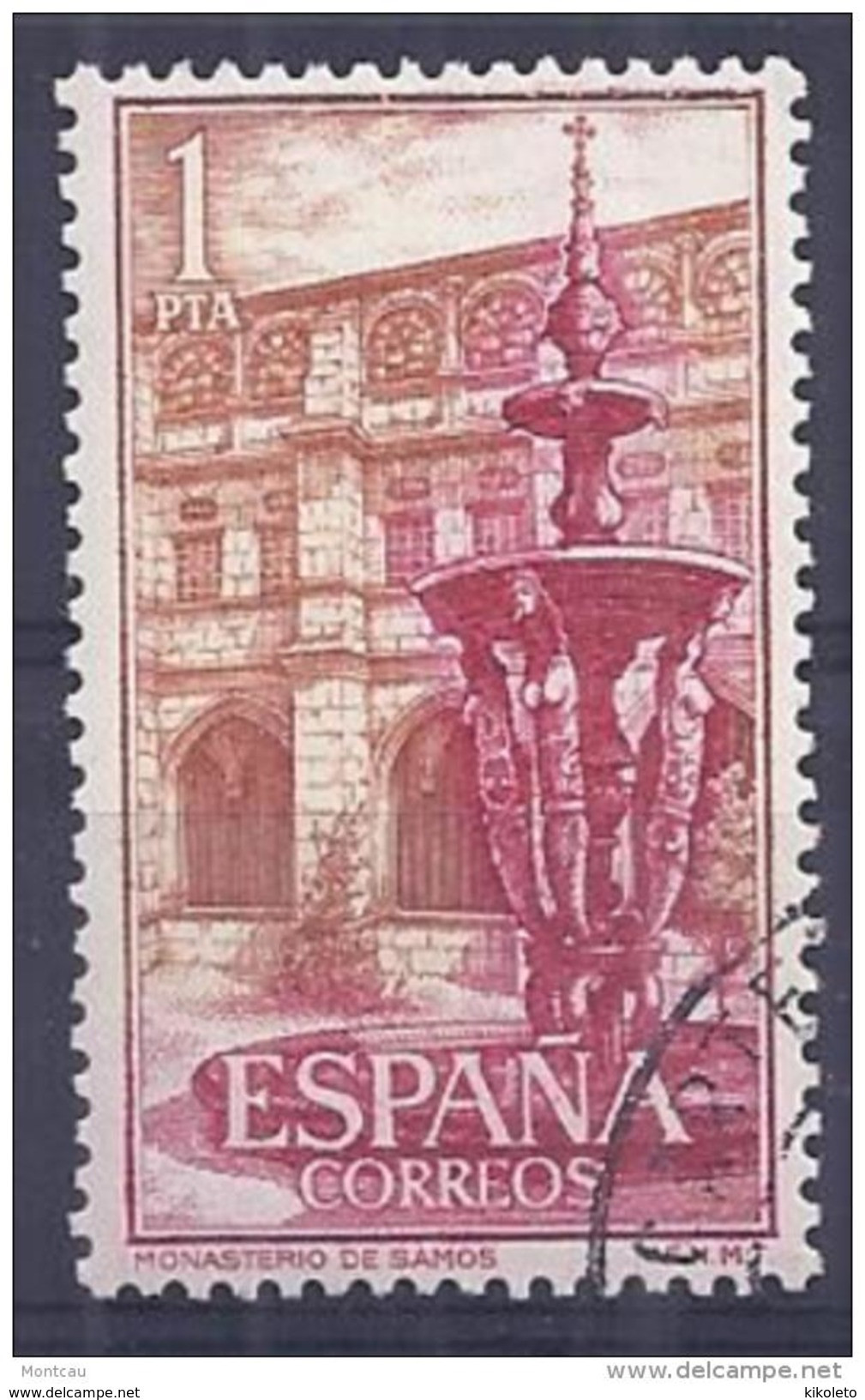 ESPAÑA SPAIN AÑO YEAR 1960 EDIFIL Nº 1323 - USADO (o) USED (o) - REAL MONASTERIO DE SAMOS - 1 Pta - Usati