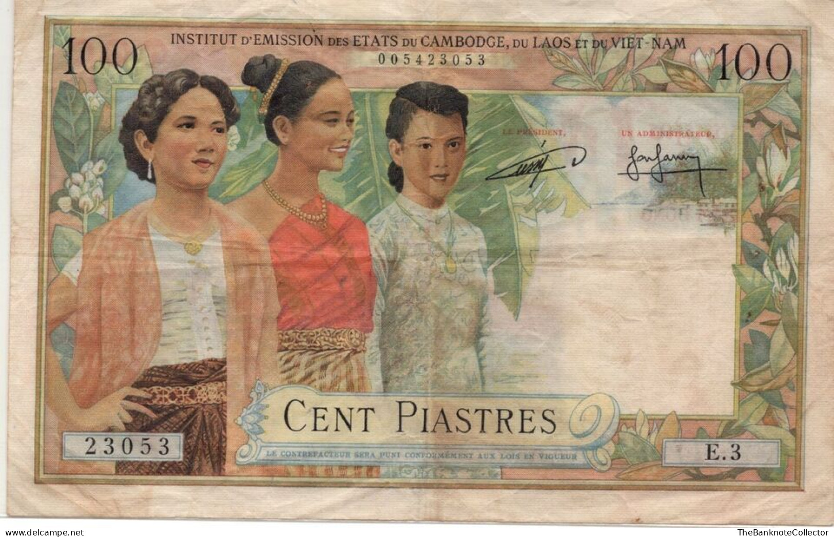 French Indochina 100 Piastres ND 1954 Cambodia Issue P-97 Very Fine - Andere - Azië