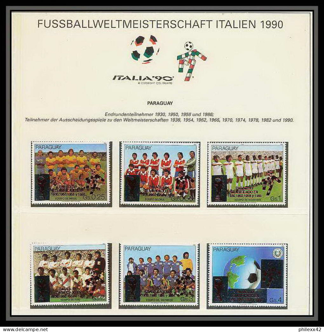 182 Football (Soccer) Italia 90 Neuf ** MNH - Paraguay Overprinted In Red - 1990 – Italia