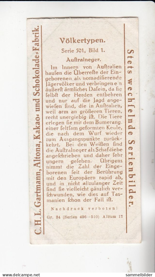 Gartmann Völkertypen Australneger Serie 501 #1 Von 1917 - Sonstige & Ohne Zuordnung