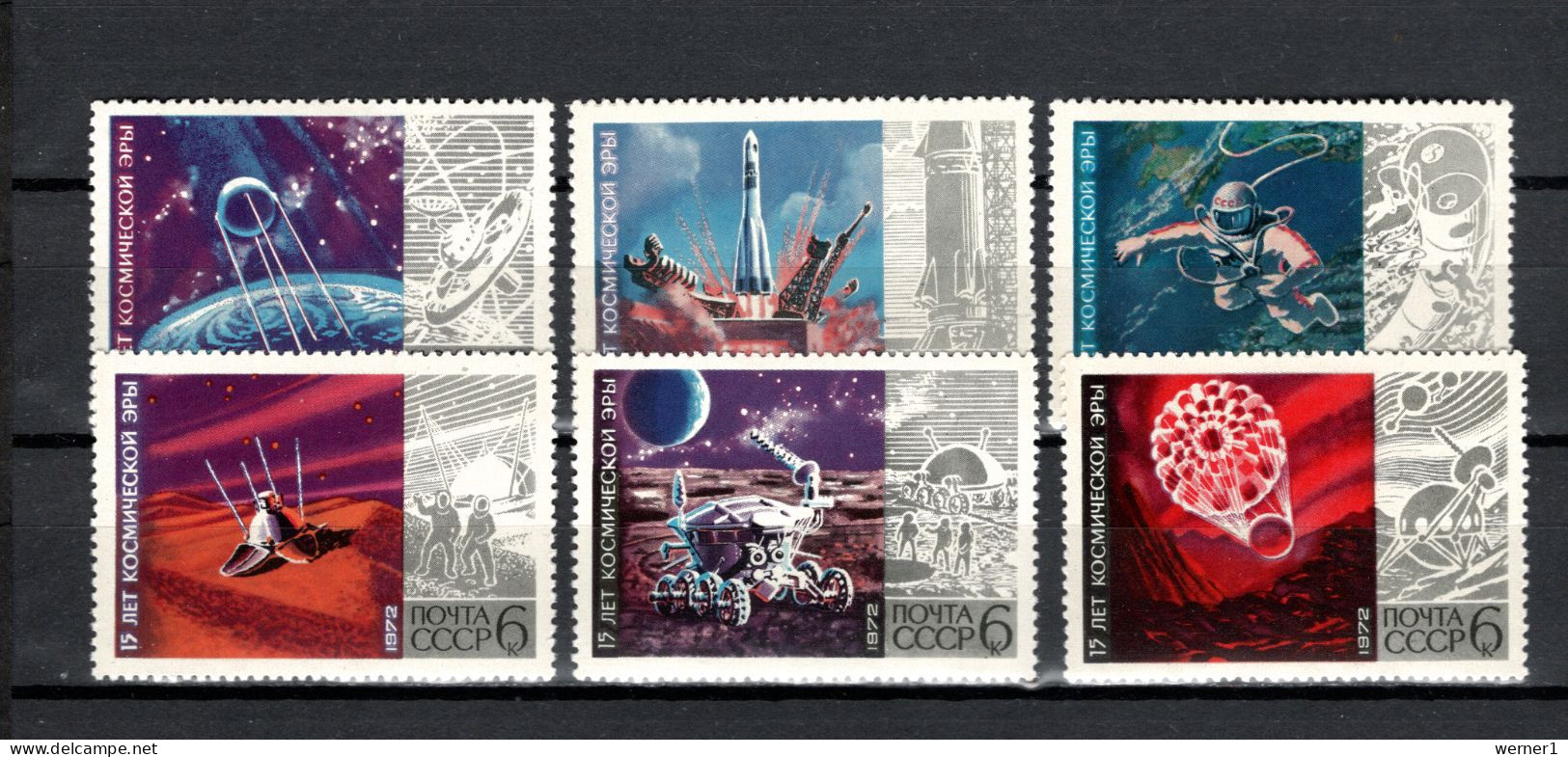 USSR Russia 1972 Space, 15 Years Of Space Travel Set Of 6 MNH - Russia & USSR