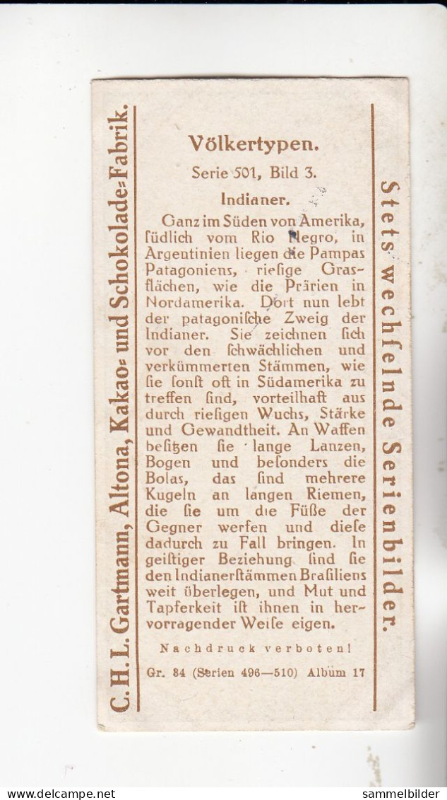 Gartmann Völkertypen Indianer  Serie 501 #3 Von 1917 - Sonstige & Ohne Zuordnung