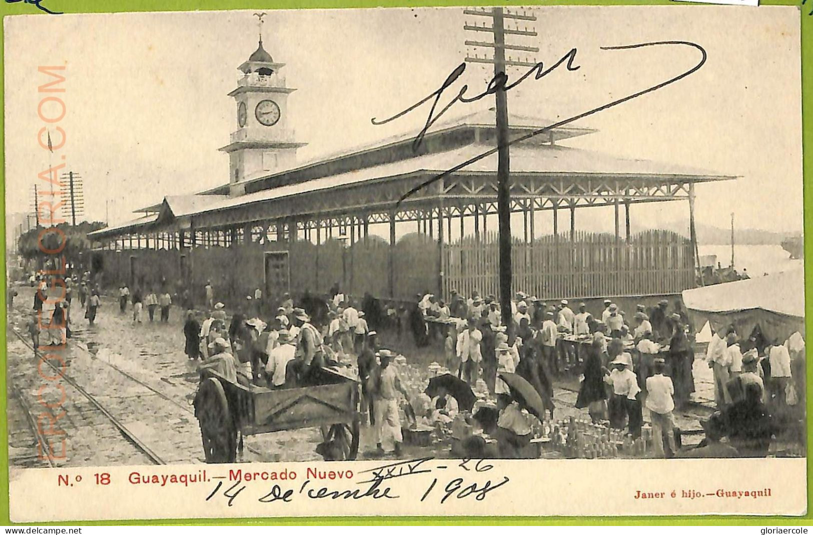 Af2410 - ECUADOR - Vintage Postcard -  Guayaquil - 1908 - Ecuador