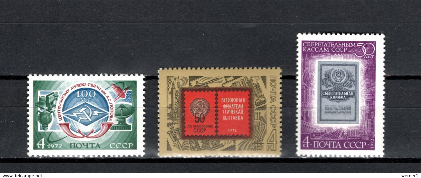 USSR Russia 1972 Space, Popov Museum, Stamp Exhibition, Savings Banks, 3 Stamps MNH - UdSSR