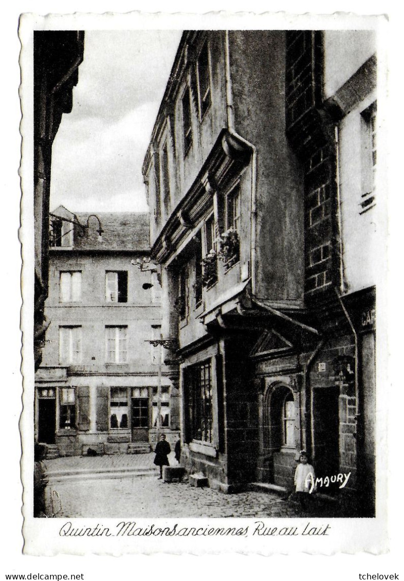 (22). Quintin. 1 Cp. (1) 6.595 Maisons Anciennes Rue Au Lait 1946 - Quintin