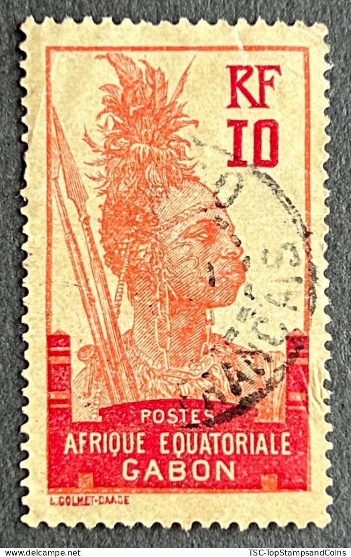 FRAGA0053U2 - Warrior - 10 C Used Stamp - Afrique Equatoriale - Gabon - 1910 - Usati