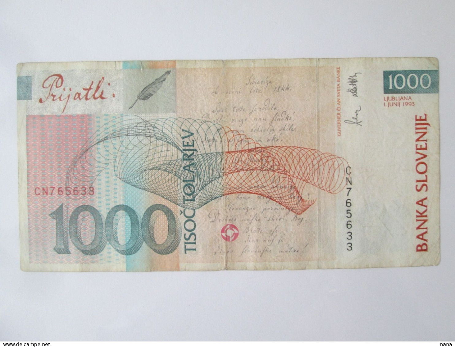 Slovenia 1000 Tolarjev 1993 Banknote See Pictures - Slowenien