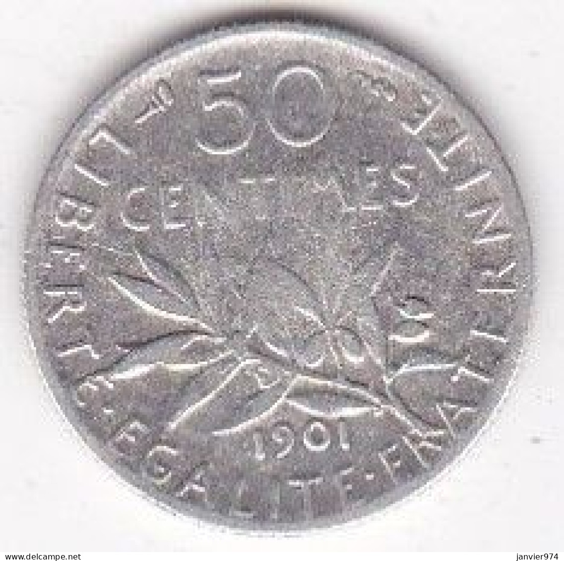 50 Centimes Semeuse 1901, En Argent - 50 Centimes