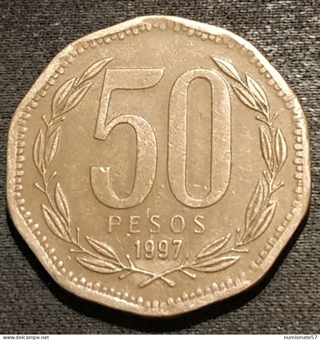 CHILI - CHILE - 50 PESOS 1997 - Bernardo O'Higgins Riquelme - KM 219.2 - ( Bronze-aluminium ) - Chile