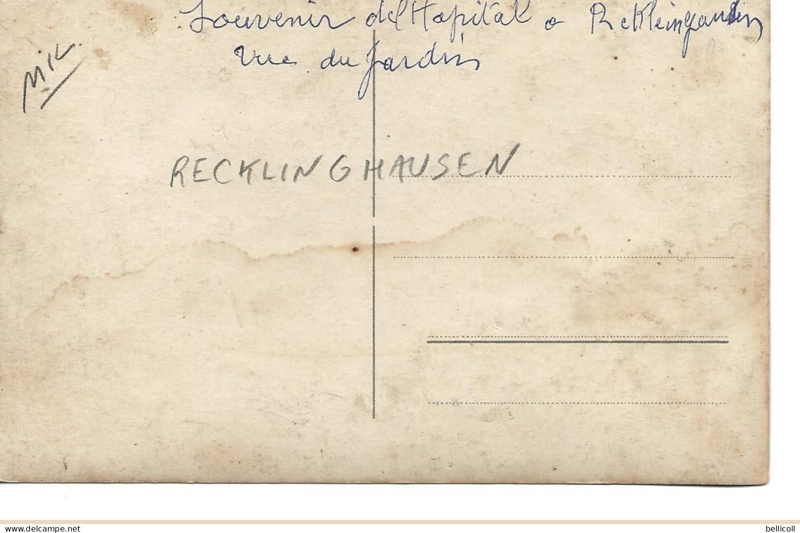 RECKLINGHAUSEN  -  CARTE PHOTO MILITAIRE (située Selon Annotation Manuscripte Au Dos)  Hôpital Rue Des Jardins - Recklinghausen