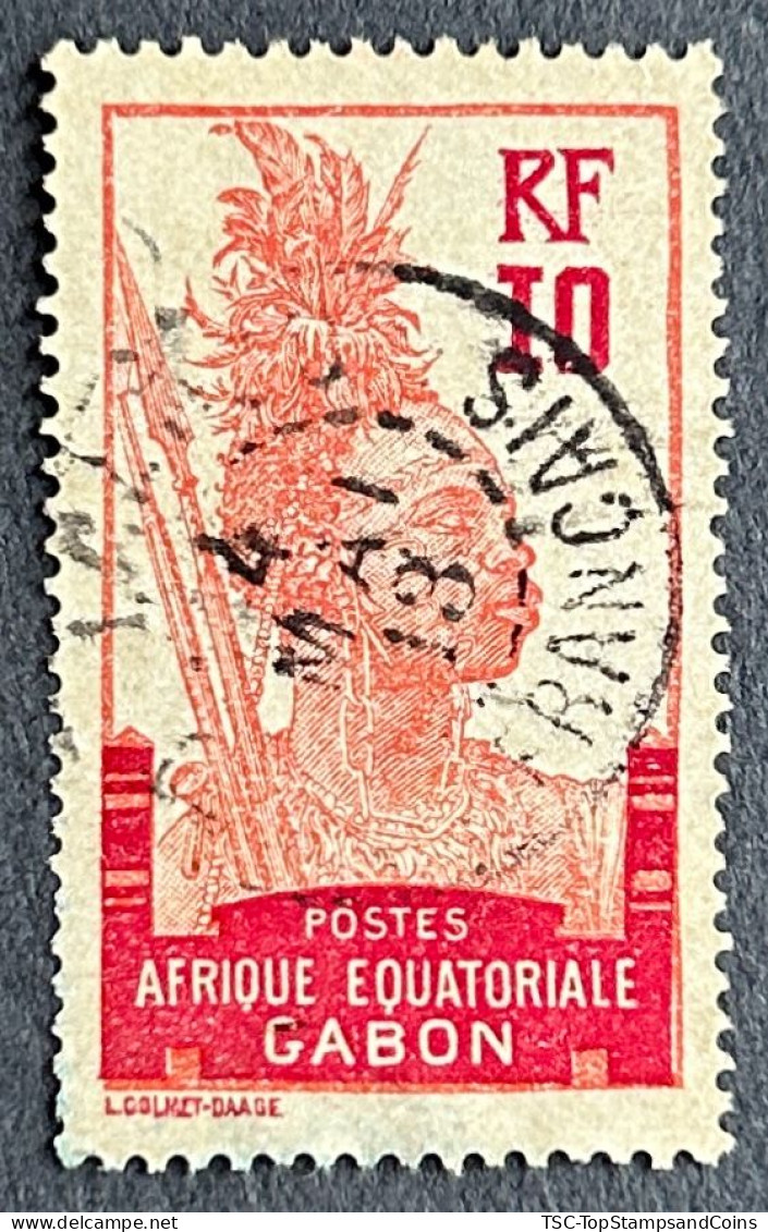 FRAGA0053U5 - Warrior - 10 C Used Stamp - Afrique Equatoriale - Gabon - 1910 - Usados
