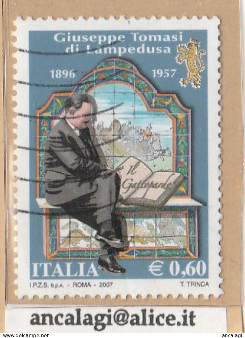 USATI ITALIA 2007 - Ref.1051 "GIUSEPPE TOMASI DI LAMPEDUSA" 1 Val. - - 2001-10: Usati