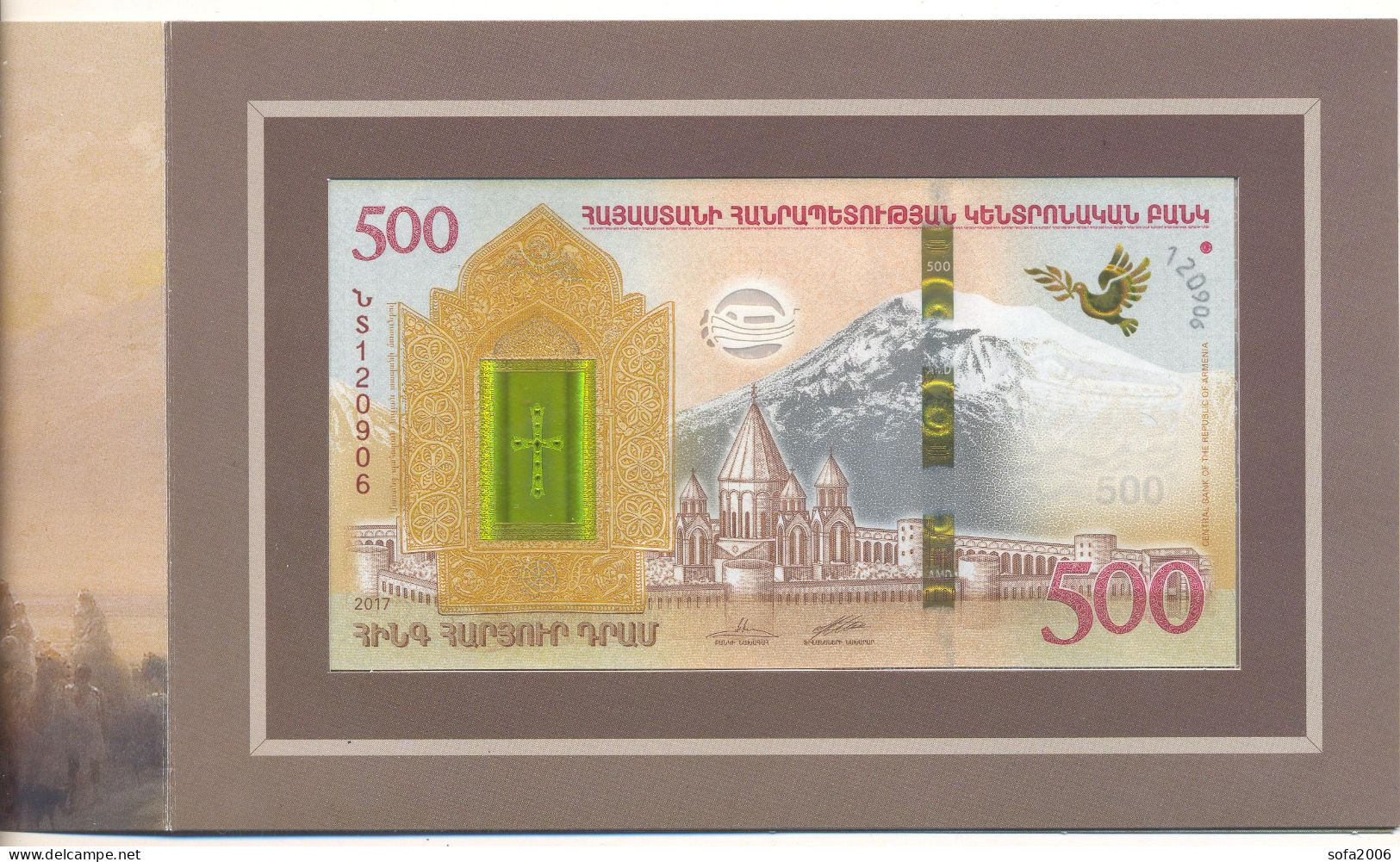 Armenien / Armenie / Armenia 2017, Noah's Ark, Collector 3D Banknote 500 Dram, Fauna Church Booklet Cornet UNC - Armenien