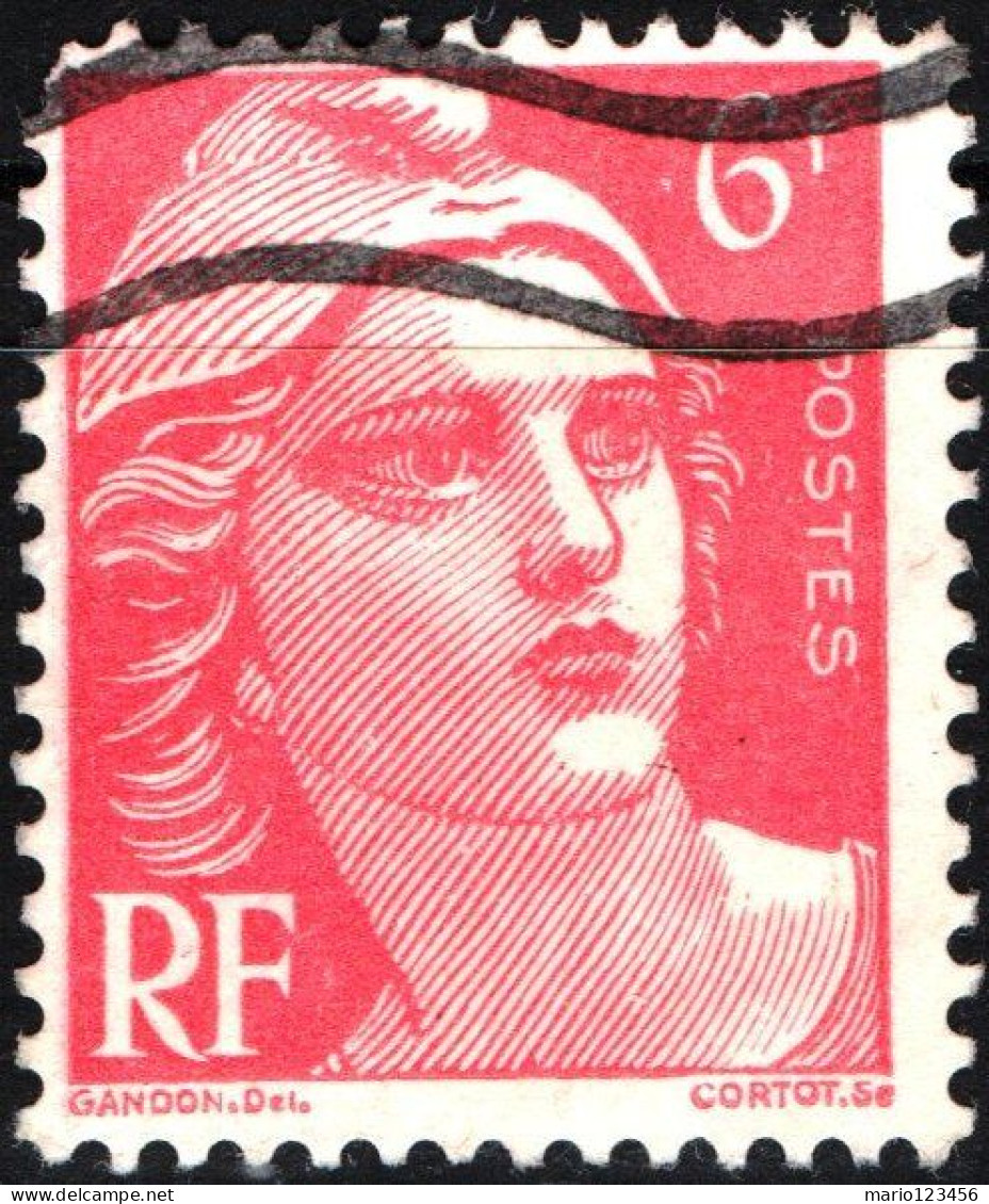 FRANCIA, FRANCE, MARIANNE TIPO “GANDON”, 6. Fr., 1947, FRANCOBOLLI USATI Yt:FR 721A, Mi:FR 801, Scott:FR 580 - Used Stamps