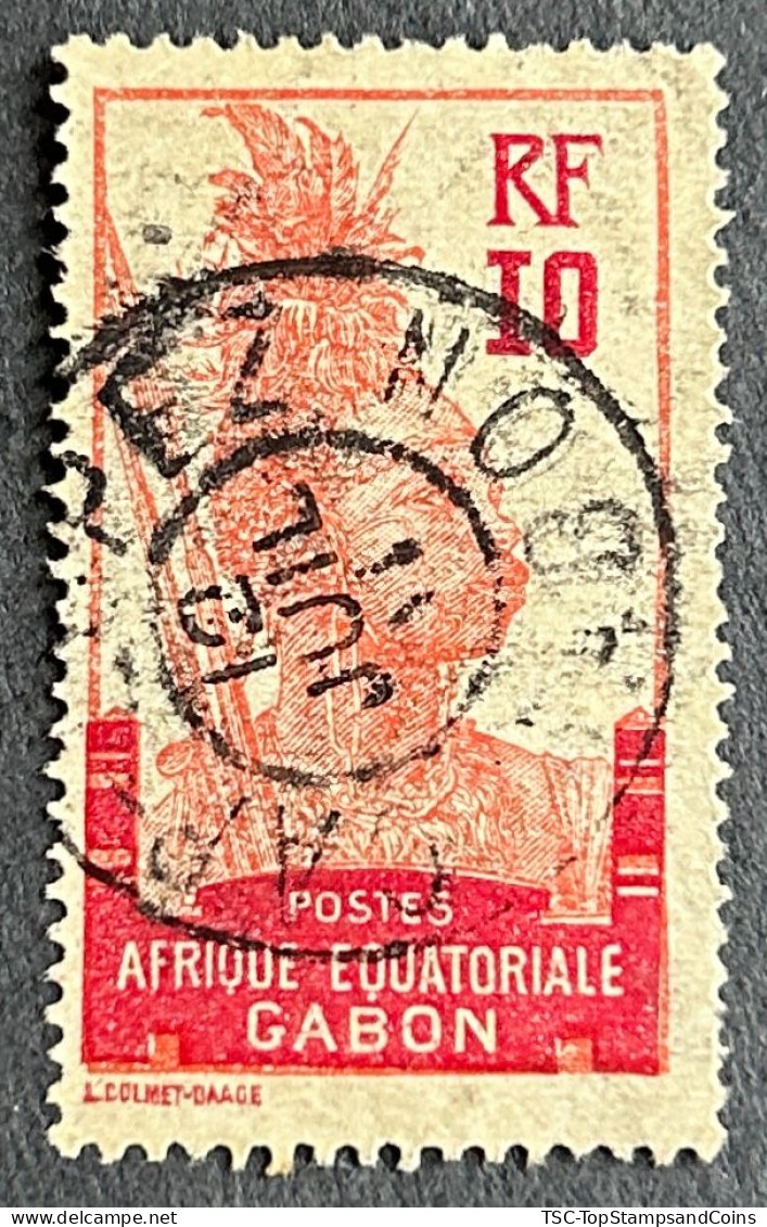 FRAGA0053U7 - Warrior - 10 C Used Stamp - Afrique Equatoriale - Gabon - 1910 - Usados