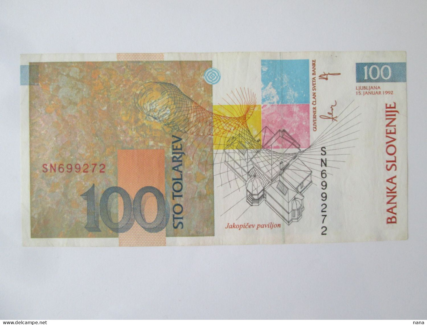 Slovenia 100 Tolarjev 1992 Banknote Very Good Condition See Pictures - Slovenië