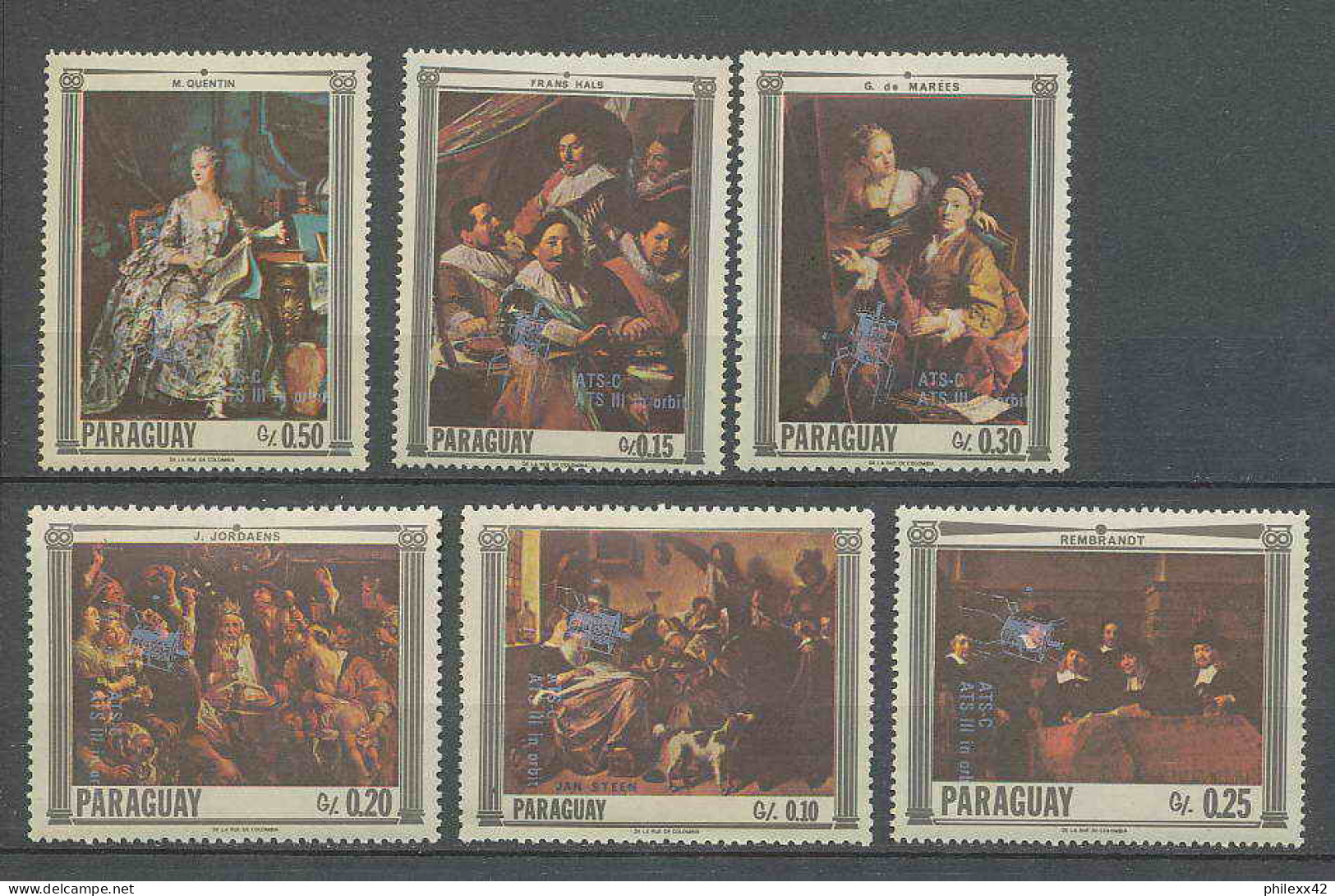 Paraguay - 137 ** MNH N° 906/911 Rembrandt Overprinted Espace (space) ATS IN ORBIT - South America