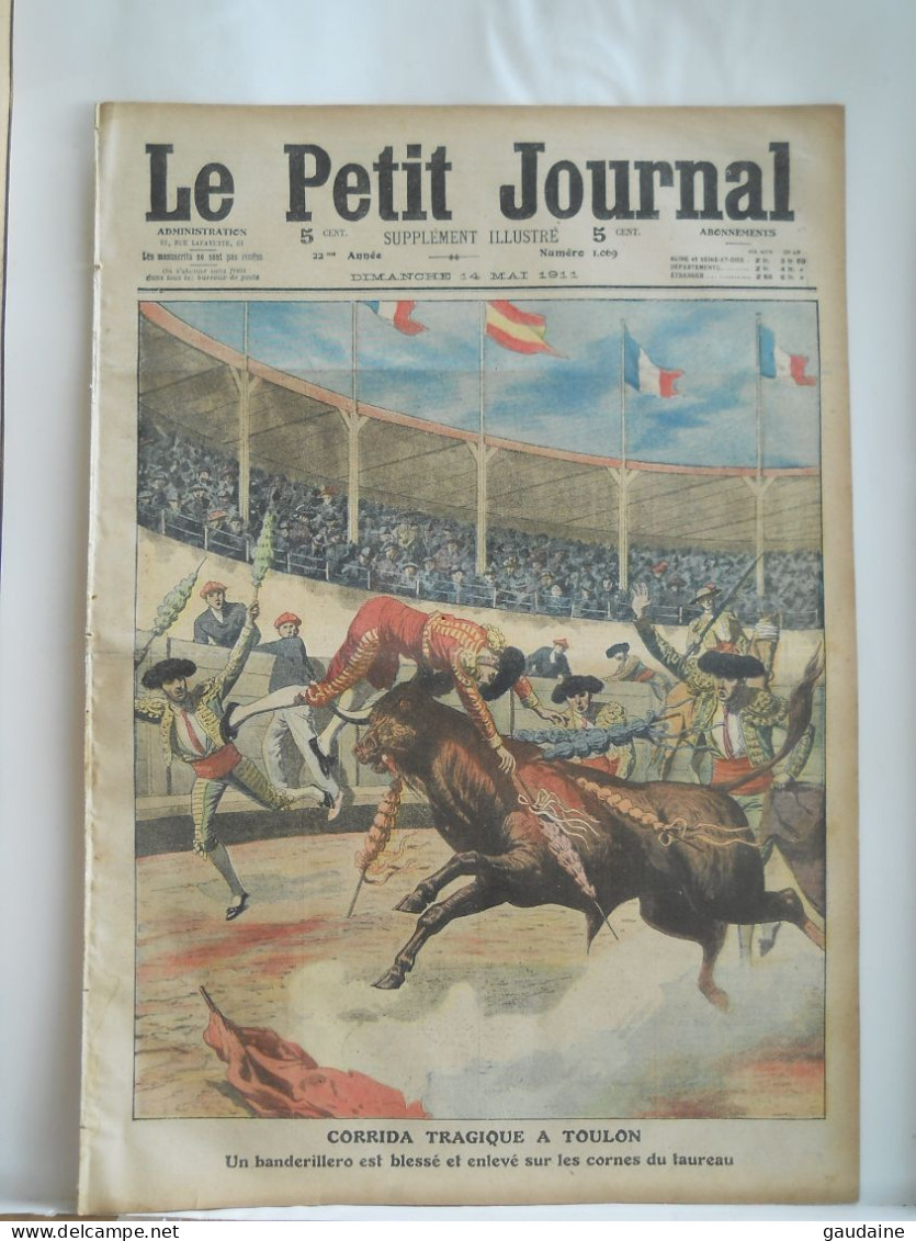 LE PETIT JOURNAL N°1069 – 14 MAI 1911 – CORRIDA A TOULON – BANDERILLERO – MAROC COURRIER DE FEZ – CAVALIERS - Le Petit Journal