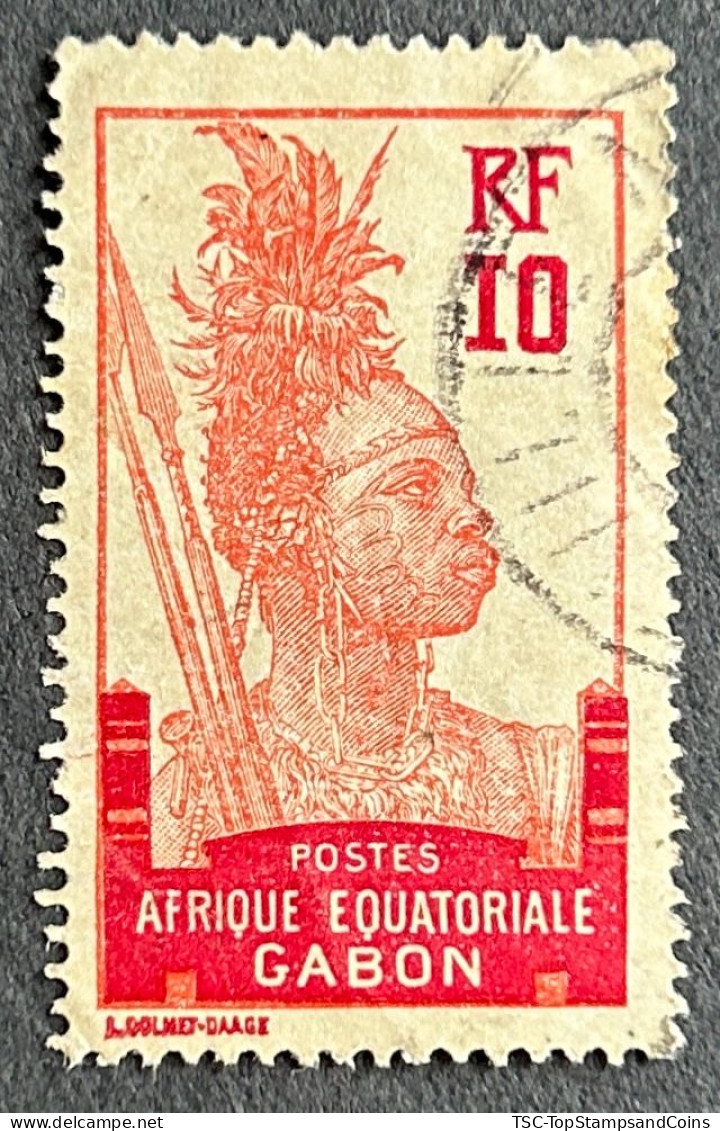 FRAGA0053U3 - Warrior - 10 C Used Stamp - Afrique Equatoriale - Gabon - 1910 - Usati