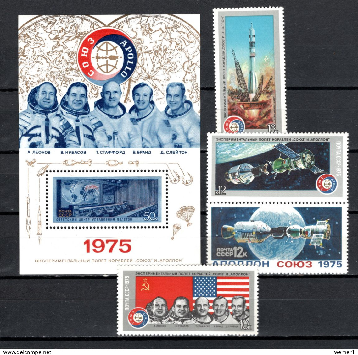 USSR Russia 1975 Space, Apollo-Soyuz Set Of 4 + S/s MNH - Rusia & URSS