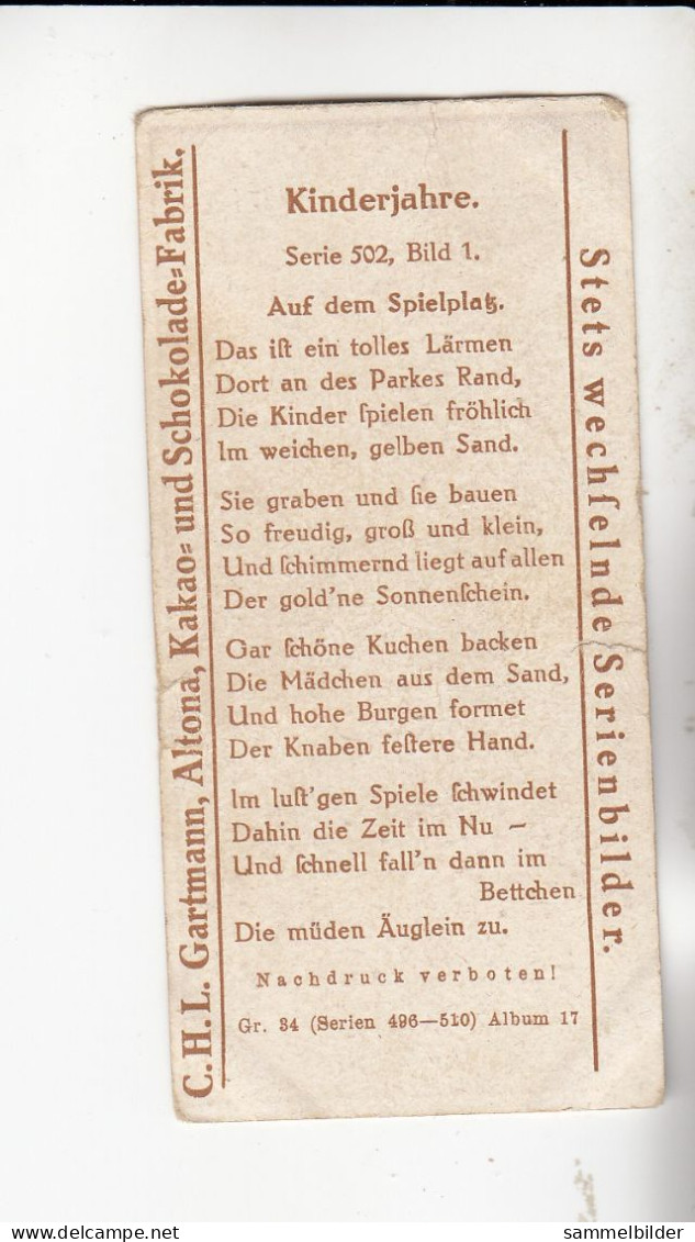 Gartmann Kinderjahre Auf Dem Spielplatz    Serie 502 #1 Von 1917 - Sonstige & Ohne Zuordnung