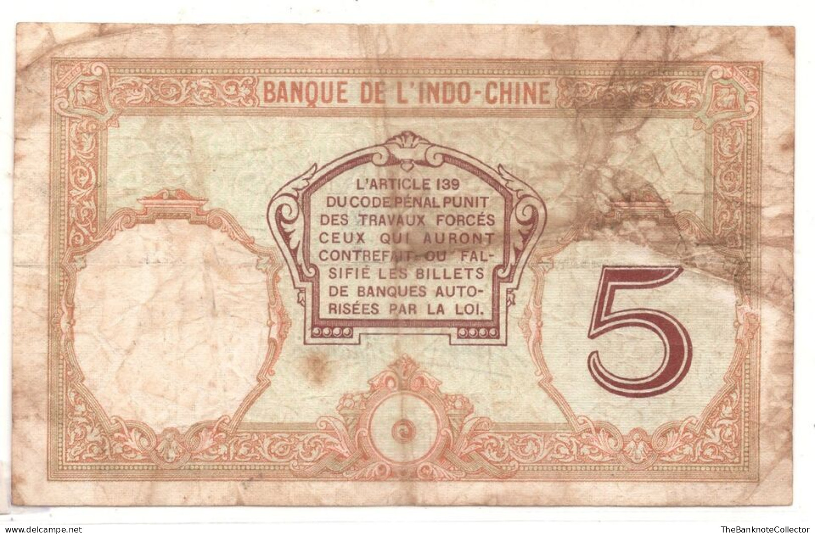 French Indochina New Caledonia 5 Francs 1926 P-36 FIne-Very Fine - Andere - Azië