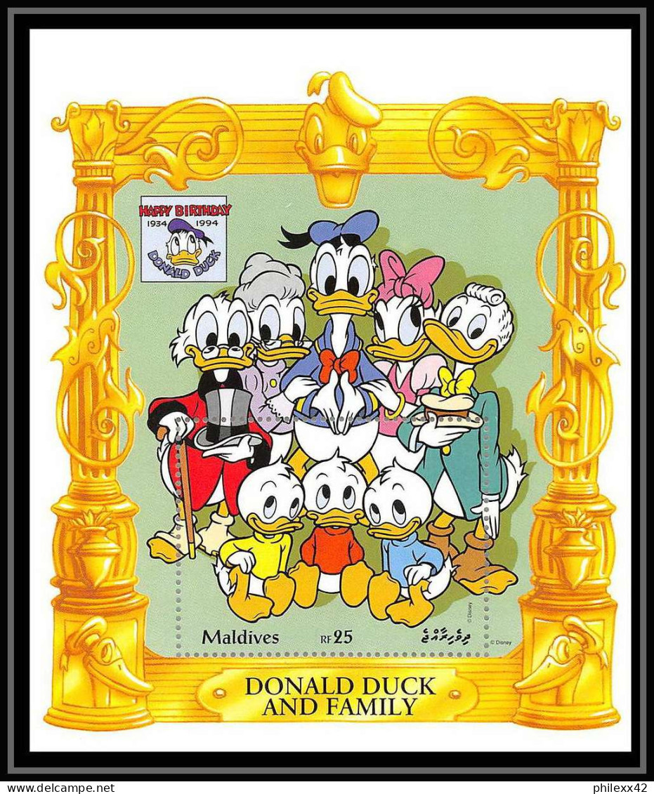 80157 Mi 330 Maldives Donald Duck And Family 1994 Picsou Daisy Castors Juniors Beavers Disney Bloc (BF) Neuf ** MNH 1994 - Disney