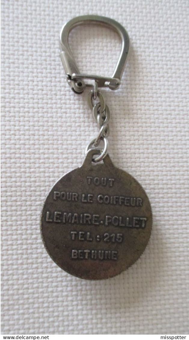 Porte Clé Vintage Publicitaire Dragon Médiéval Matériel Coiffure Béthune - Key-rings