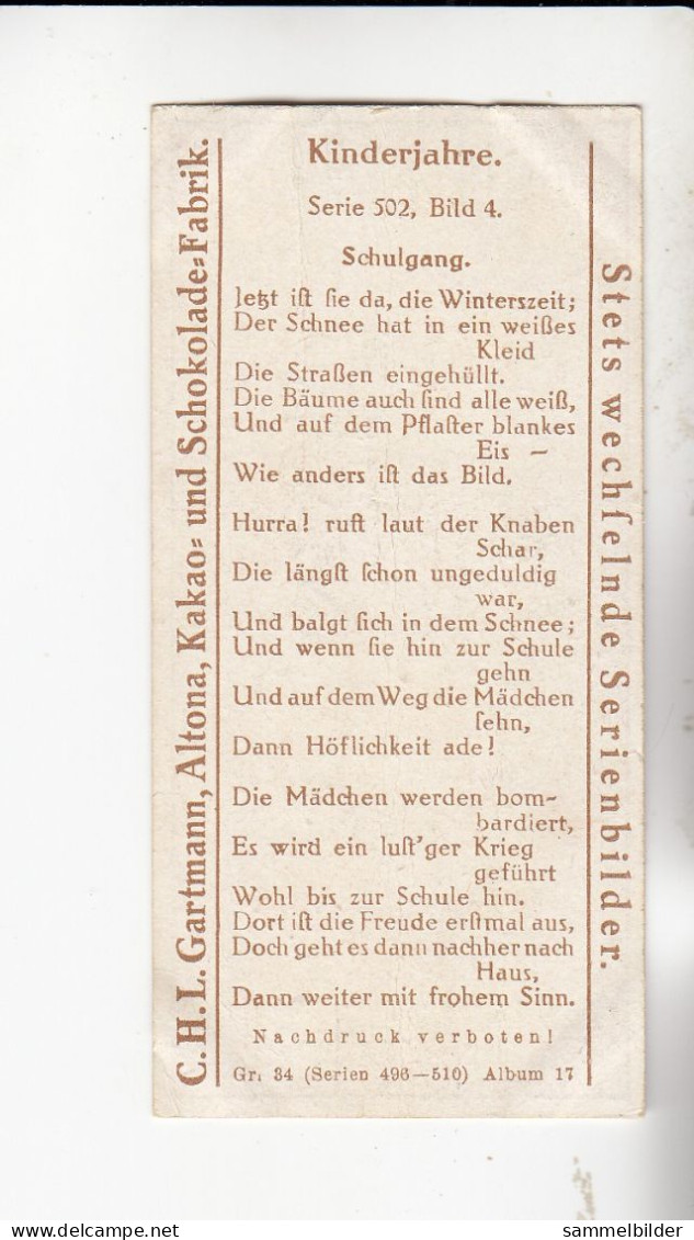 Gartmann Kinderjahre Schulgang    Serie 502 #4 Von 1917 - Sonstige & Ohne Zuordnung