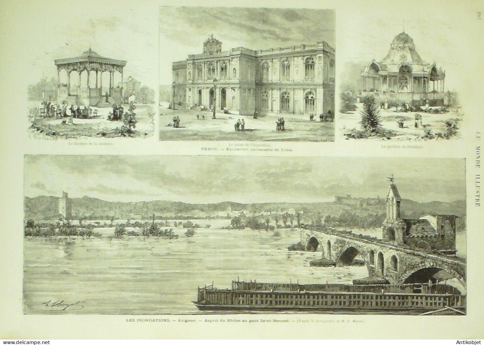 Le Monde illustré 1872 n°813 Cochinchine Annamite Pérou Lima Avignon (84) ST-Benezet