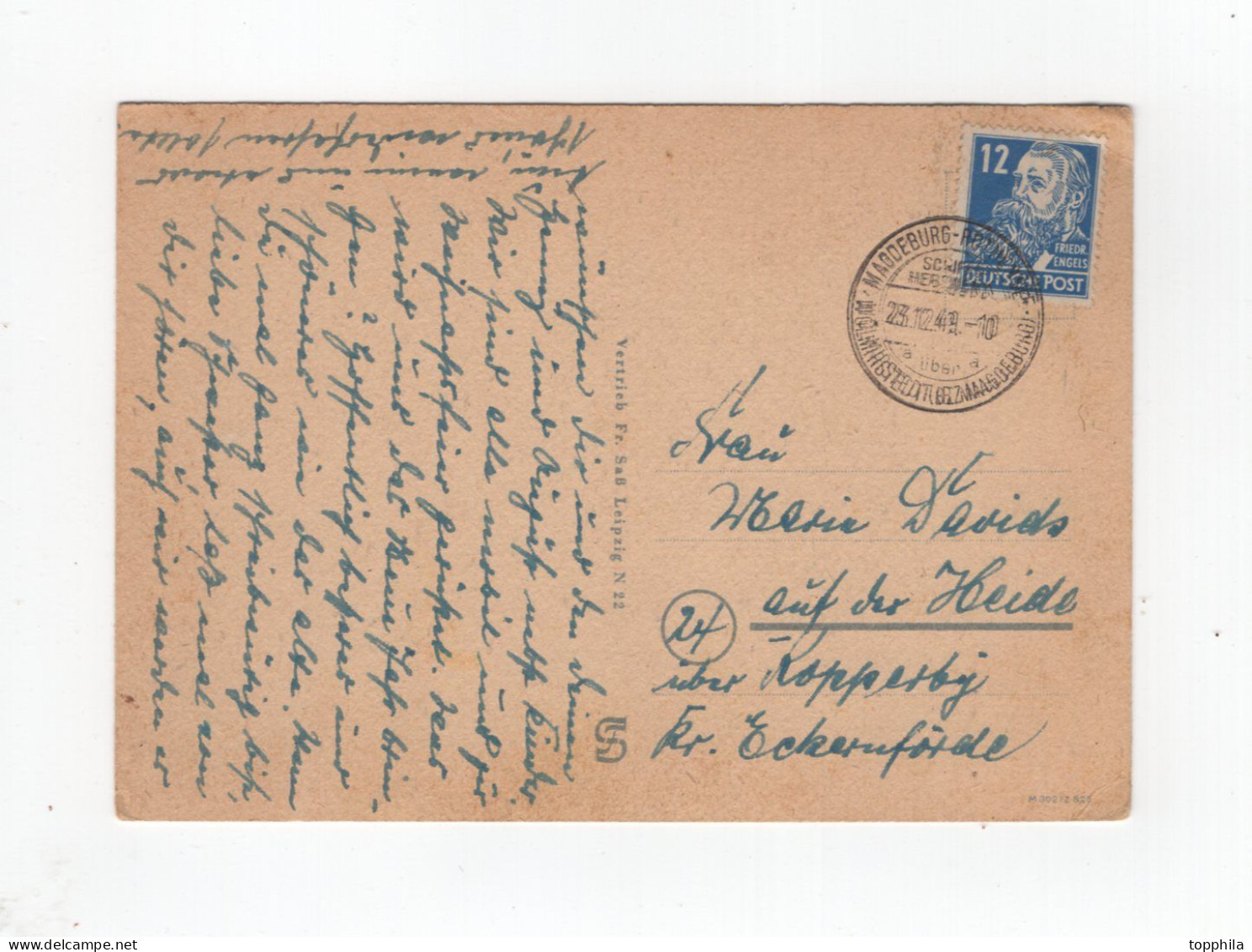 1949 SBZ Postkarte Posthilfsstellenstempel Magdeburg Rothensee Schiffshebewerk über Wolmistedt Bz Magdeburg - Storia Postale