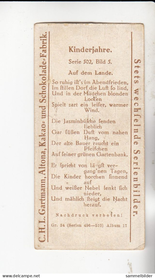 Gartmann Kinderjahre Auf Dem Lande    Serie 502 #5 Von 1917 - Sonstige & Ohne Zuordnung