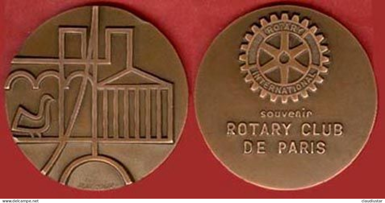 ** MEDAILLE  ROTARY  CLUB  De  PARIS  1980  +  BOUTON  ROTARY  INTERNATIONAL ** - Andere & Zonder Classificatie