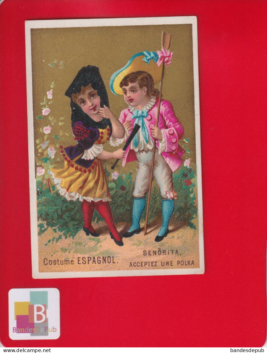 COULANGES LA VINEUSE Epicerie Goussot Chromo Or Gibert Clarey ? Espagne Couple Danse Polka - Otros & Sin Clasificación